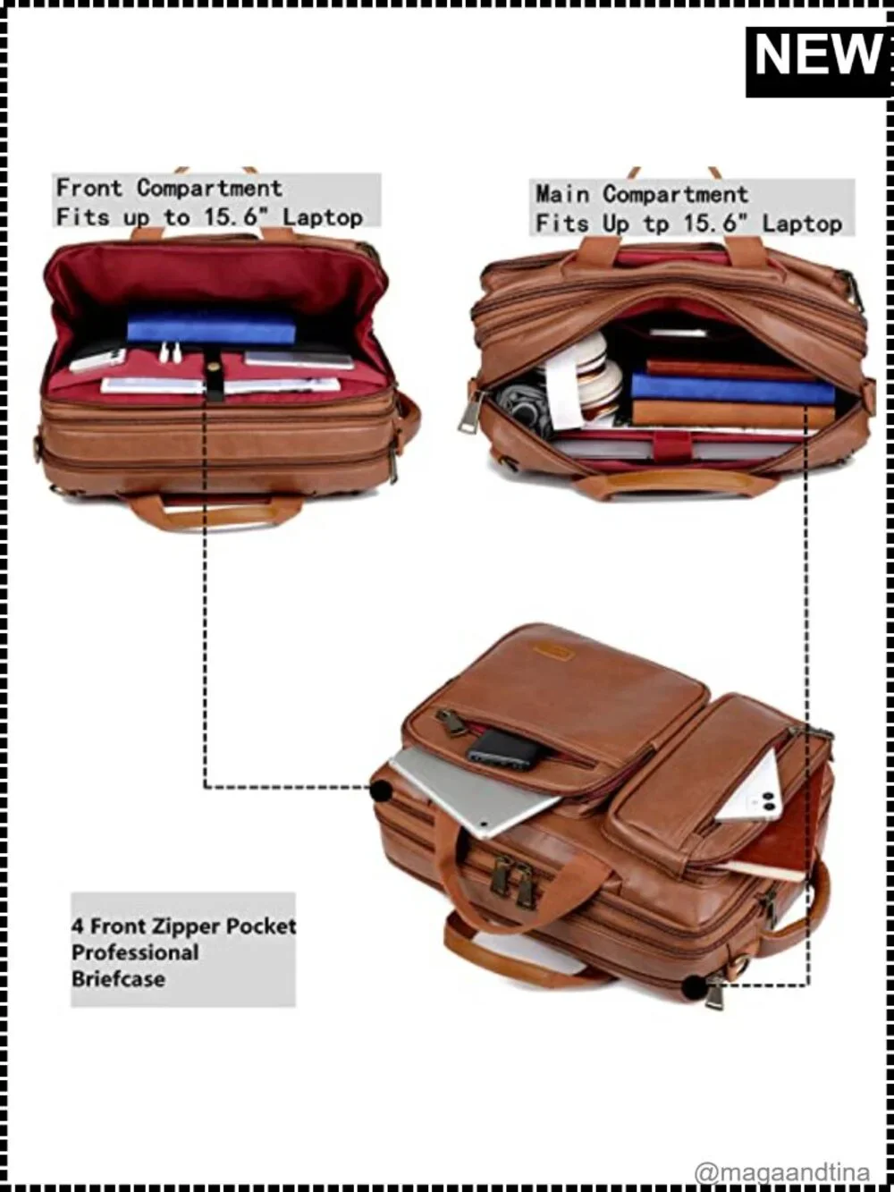 Vegan Leather Laptop Backpack Briefcase Hybrid 15.6 Inch Travel Hiking College